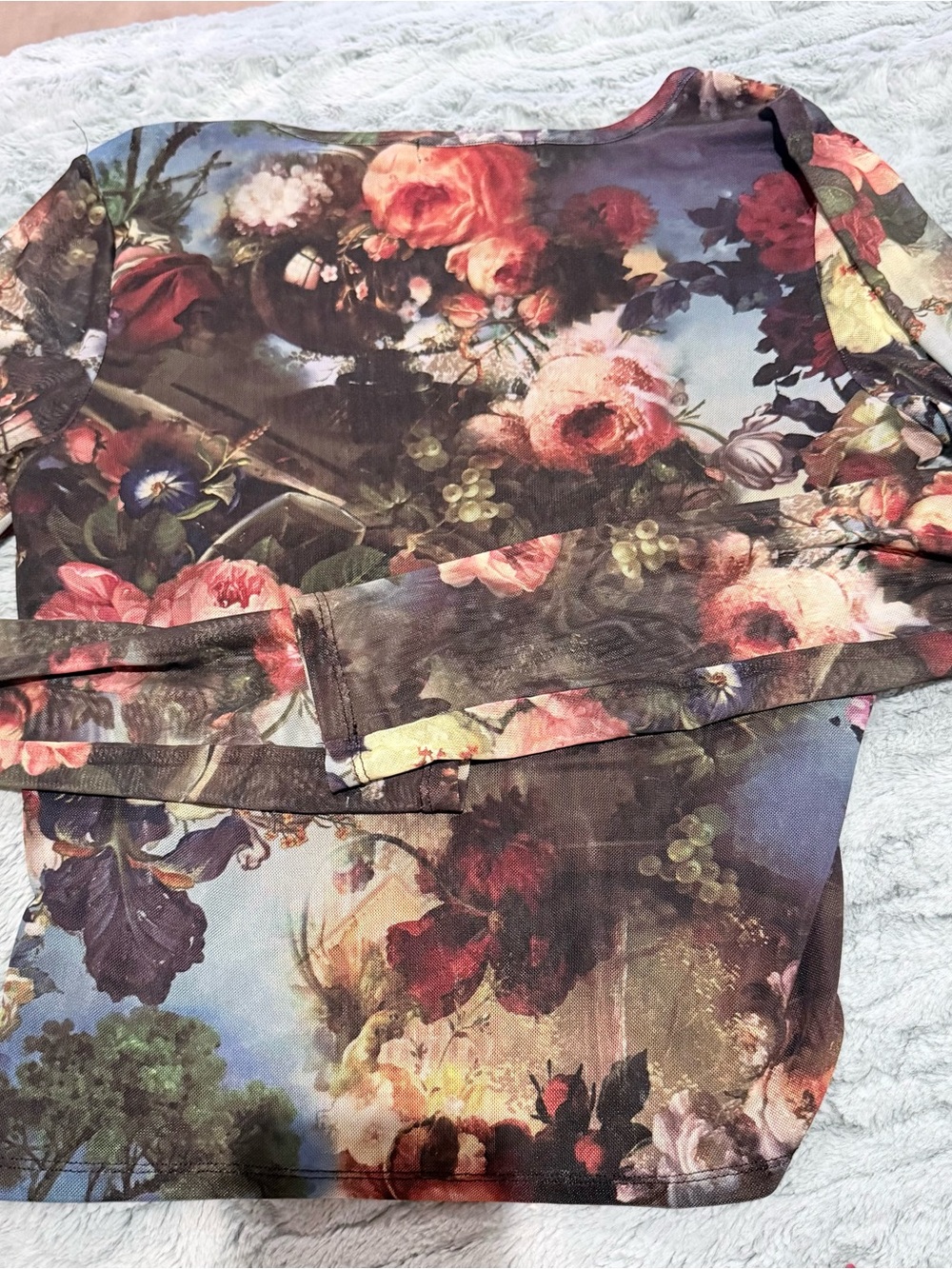 Almost Famous Floral Print Long-Sleeve Top Size Large